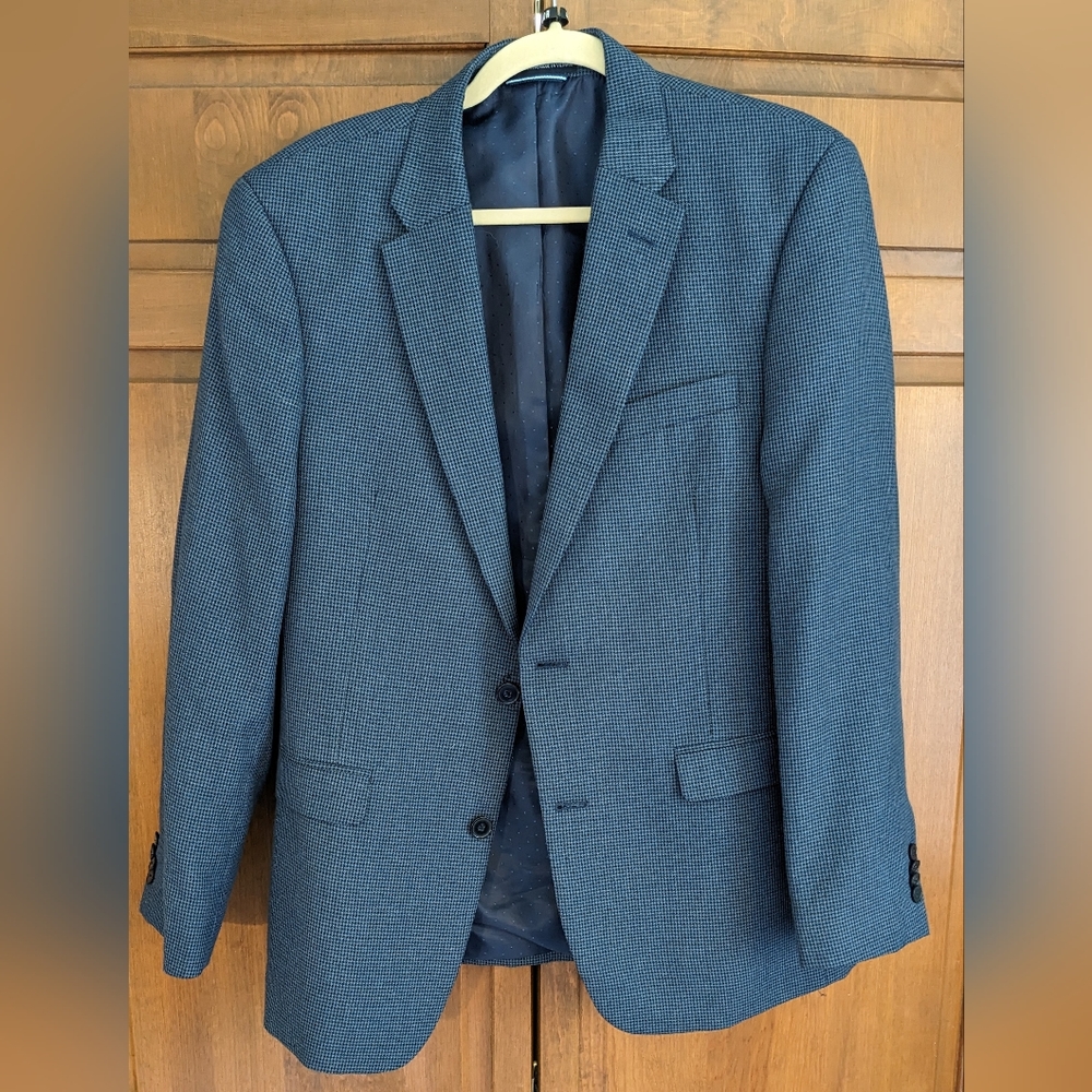 Men's Navy Plaid Blazer Sport Coat Tommy Hilfiger Size 40R
